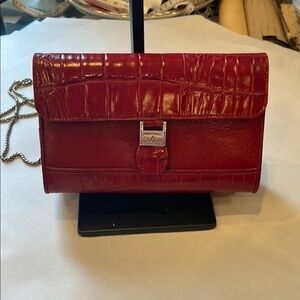 Brighton Red Crocodile-Embossed Crossbody Bag